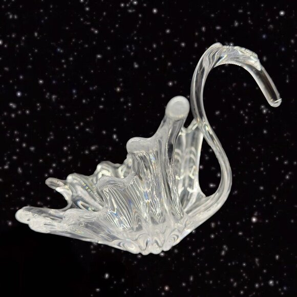 Vintage Clear Swan Crystal Glass Bowl Centerpiece French Glass Marked 9”W 7”T - Picture 11 of 13